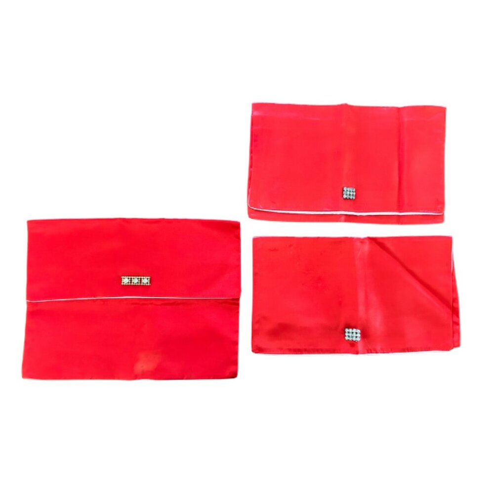 Vintage Christian Dior Red Satin Evening Clutch Bags Set of 3